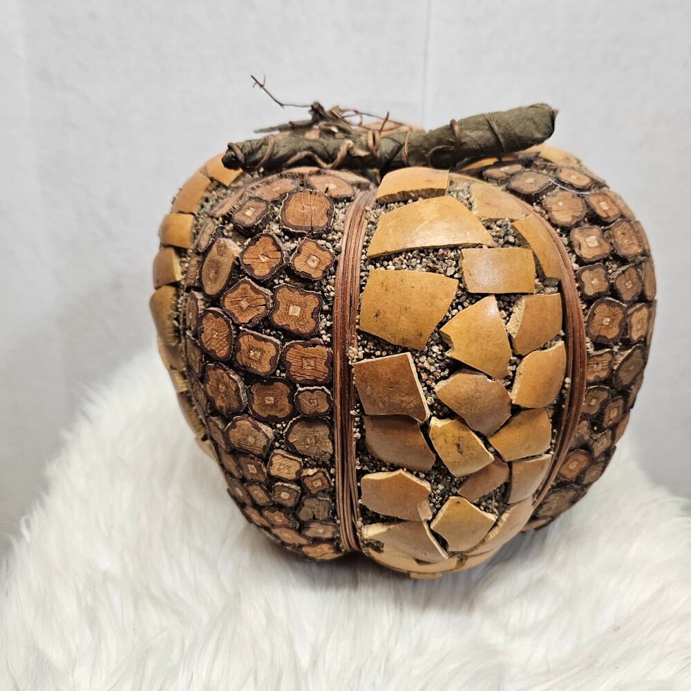 Rustic Carved Wooden Pumpkin Fall Decor Harvest Tabletop Shelf Figurine